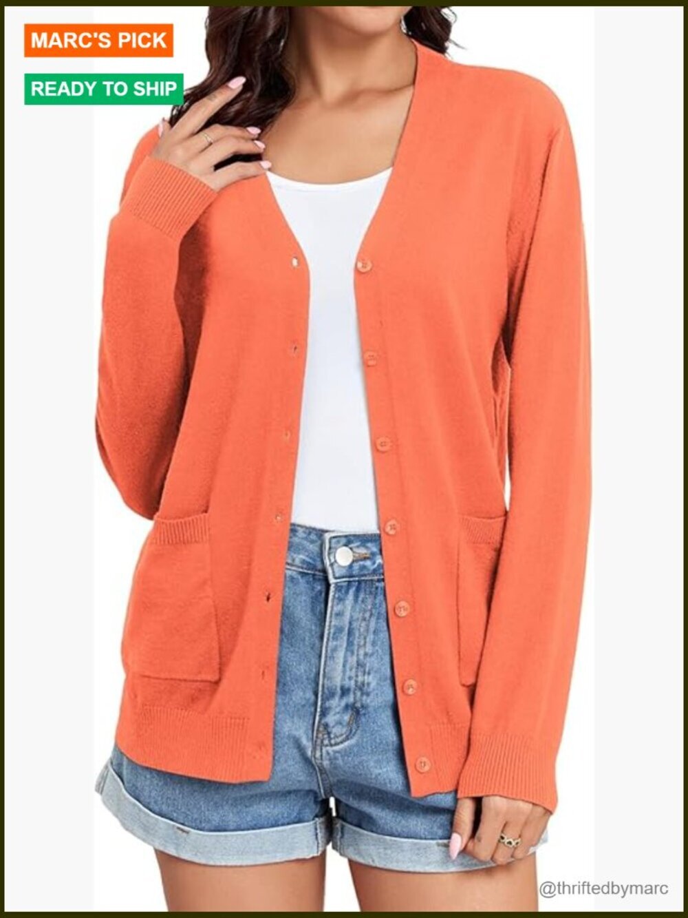 Lightweight Button Down V Neck Long Sleeve Knit Cardigan with Pockets